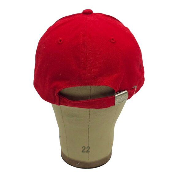 Harley Davidson Embroidered Red Adjustable Tuck Strap Cap Trucker Biker Hat Rive - Picture 4 of 14